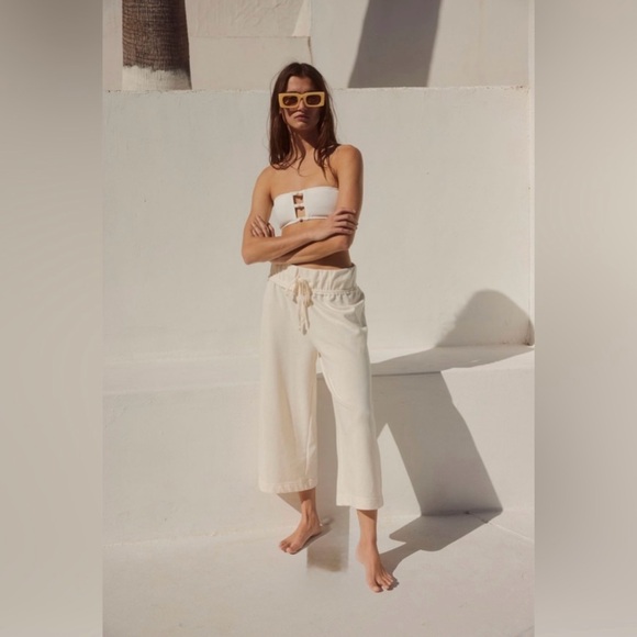 NWOT Free People Beach Essential Gaucho Pants In Color Nilla Cream - Picture 1 of 4